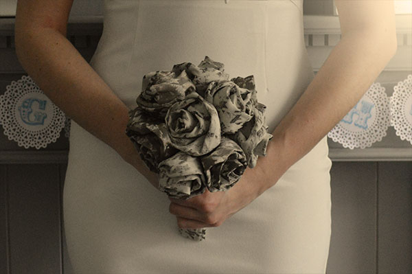 DIY Fabric Rose Wedding Bouquet