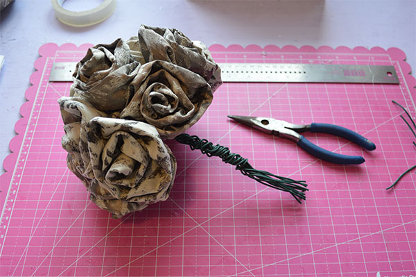 DIY Fabric Flower Bouquet - trim ends