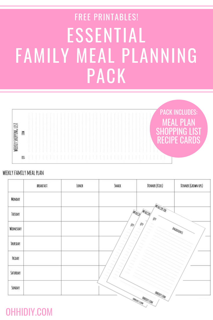 Essential family meal plan planning pack free printables!